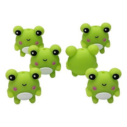 Silicone 3D Focal Beads Frog Smiling Front Facing 20pcs 3