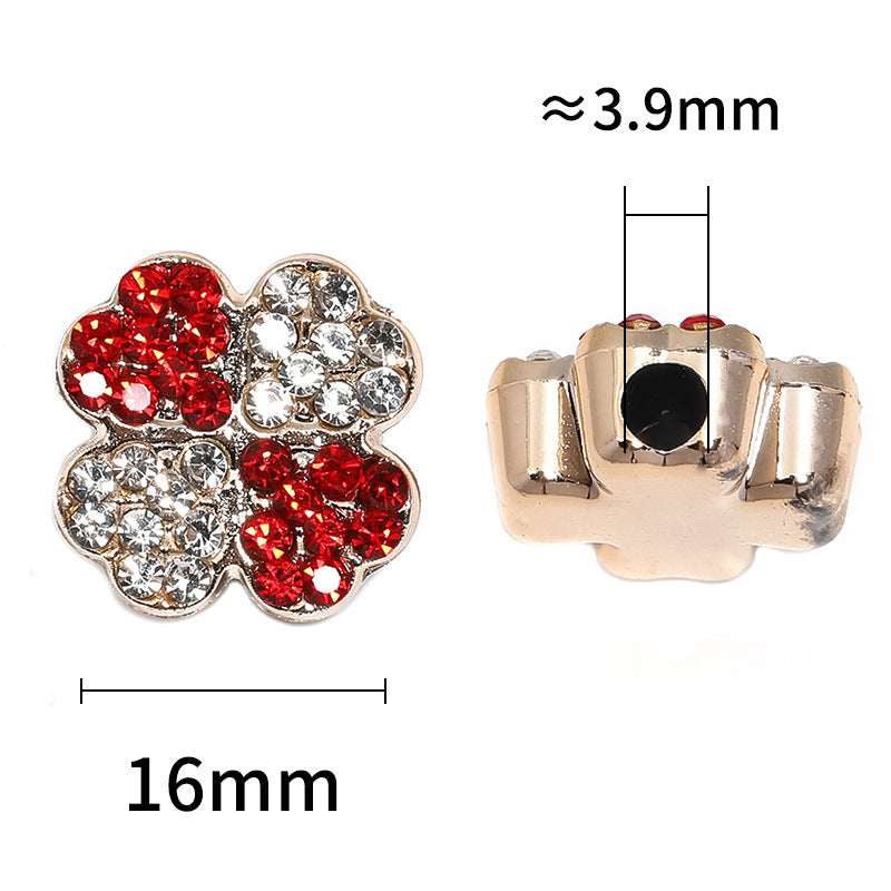 Two-Color Four-Leaf Clover Rhinestone Beads 16mm Acrylic Pave 50pcs 3