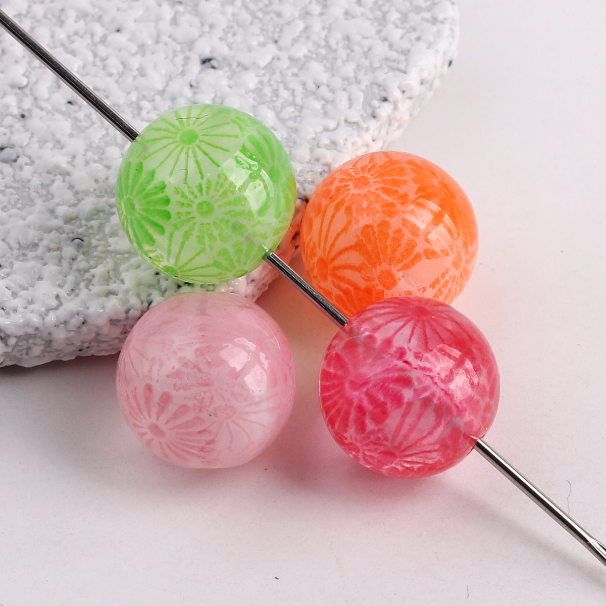 Transparent Fireworks Pattern Acrylic Beads 15mm Colorful 50pcs 4
