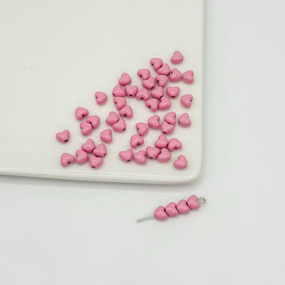 Heart Metal Beads 6mm Puffy Glossy Pastel Colors 50pcs 7