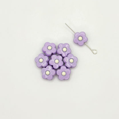 Flower Metal Beads 10mm Baking Painted Cream Two-Color Alloy 20pcs 16