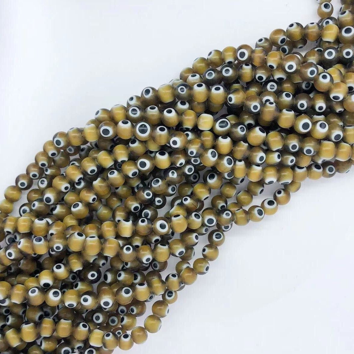 Millefiori Evil Eye Round Lampwork Glass Beads 6mm 124pcs 18