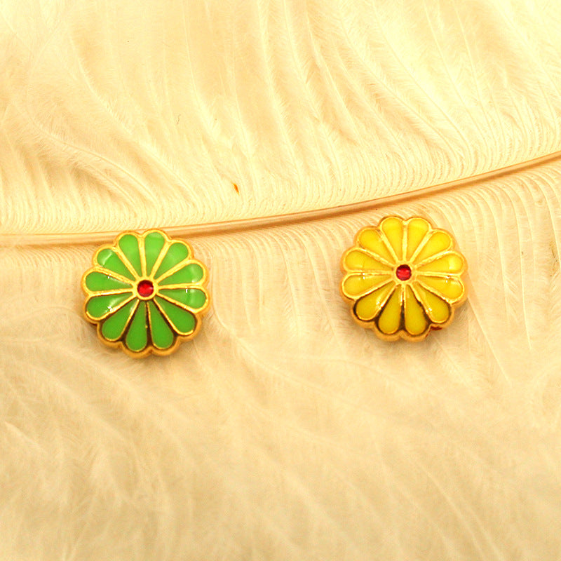 Flower Metal Beads 11mm Cloisonne Sunflower Enamel Alloy 30pcs 2