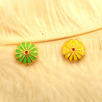 Flower Metal Beads 11mm Cloisonne Sunflower Enamel Alloy 30pcs 2