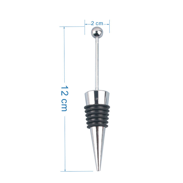 Beadable Wine Stopper Aluminum Alloy Metal Ball Top Silicone Grip 2