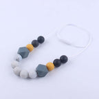 Silicone Beaded Keychain Necklace Matte Marble Hexagon Beads