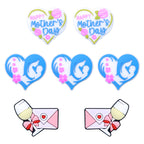 Silicone Focal Beads Mother's Day Heart Holding Child Envelope with Wine Glass 20pcs