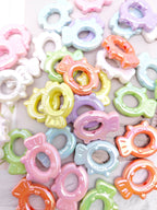UV Plating Hollow Cartoon Fish Acrylic Beads 31mm Pastel Mixed 50pcs 6
