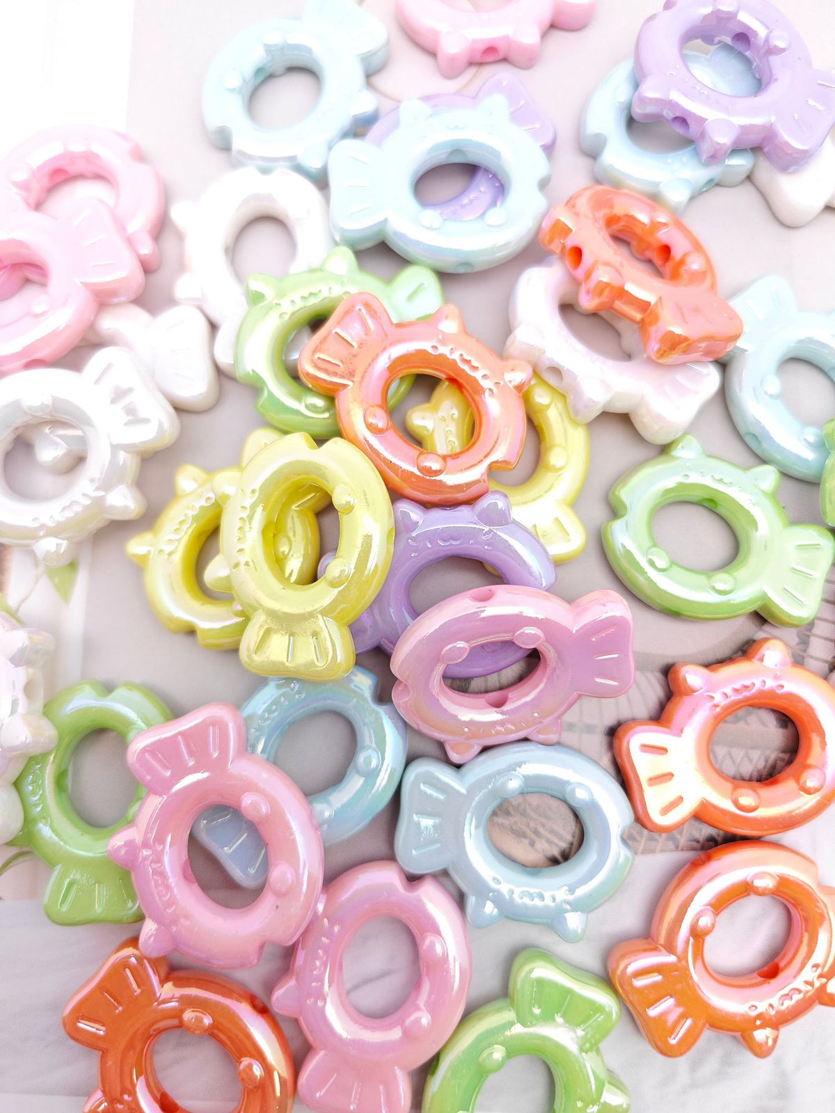 UV Plating Hollow Cartoon Fish Acrylic Beads 31mm Pastel Mixed 50pcs 6
