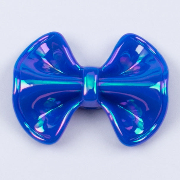 Plated Fat Bow Acrylic Beads 24mm Solid Glossy Color 100pcs 15