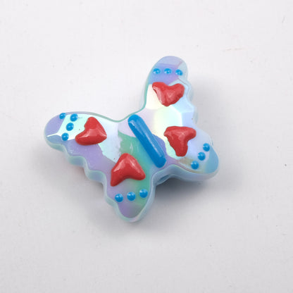 Colorful Plating Butterfly Acrylic Beads 29mm Mixed Smooth Faceted 10pcs 6
