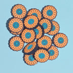 Silicone Focal Beads Sunflowers Orange Petals Turquoise Center 20pcs 4