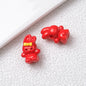 Printed Bunny Acrylic Beads 18mm Glossy Colors 50pcs 4