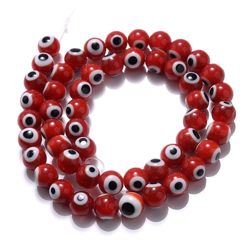 Millefiori Evil Eye Round Lampwork Glass Beads 6mm 124pcs 7
