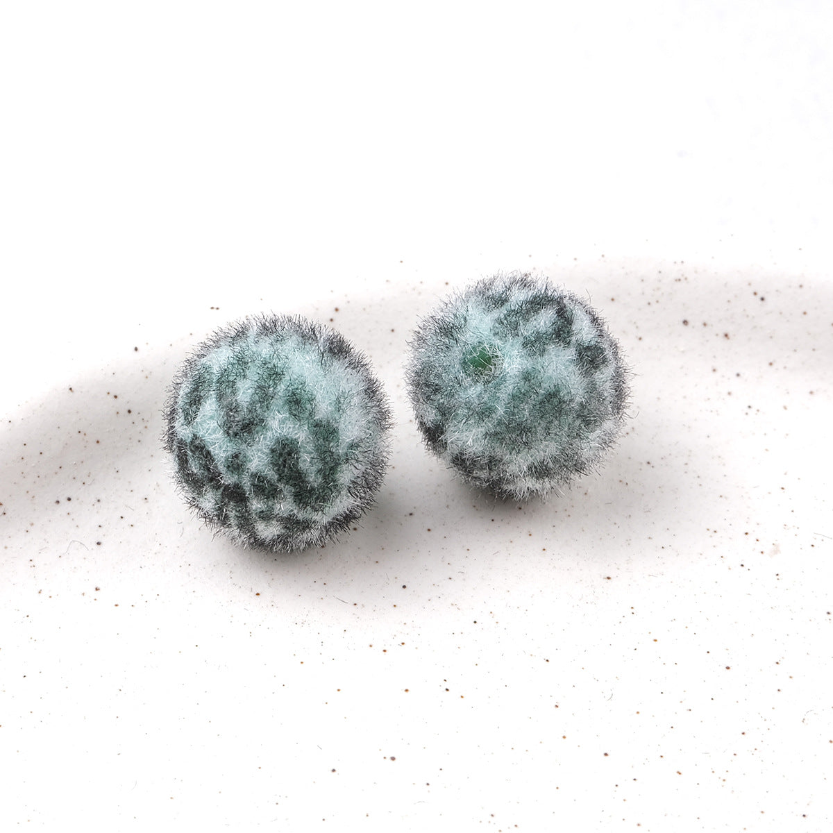 Flocking Leopard Acrylic Round Beads 15mm Colorful Mixed 20pcs 11