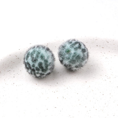 Flocking Leopard Acrylic Round Beads 15mm Colorful Mixed 20pcs 11