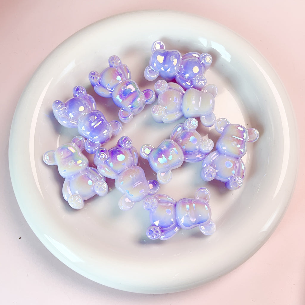Glow In The Dark Plating Bear Acrylic Beads 24-34mm Two-Color 5pcs 2