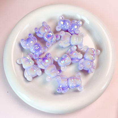 Glow In The Dark Plating Bear Acrylic Beads 24-34mm Two-Color 5pcs 2
