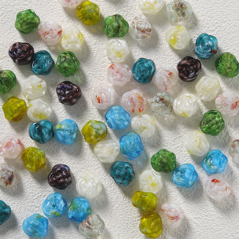 Lampwork Glass Beads Rose 12mm Gradient Color Handmade 10pcs 2