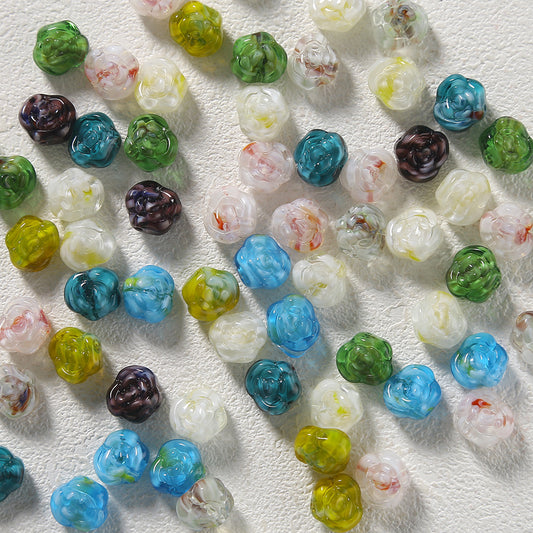 Lampwork Glass Beads Rose 12mm Gradient Color Handmade 10pcs 2