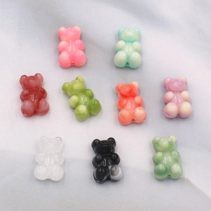 Marble Texture Bear Acrylic Beads 19mm Gradient Mixed 20pcs 2