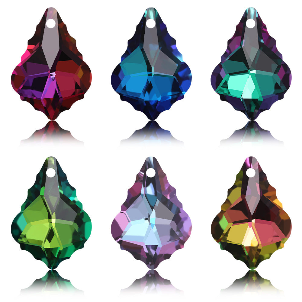 Electroplated Maple Leaf Glass Beads 11x16mm Double-Sided Single Hole 30pcs 4