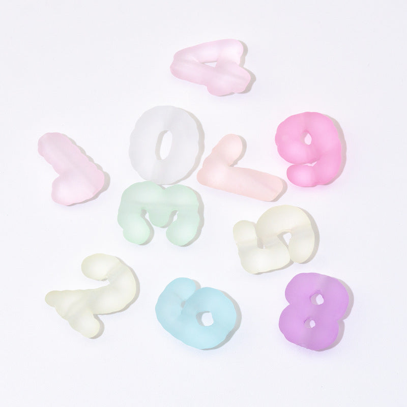 Rubberized Painted Balloon Shaped Number Acrylic Beads 25mm 10pcs 7