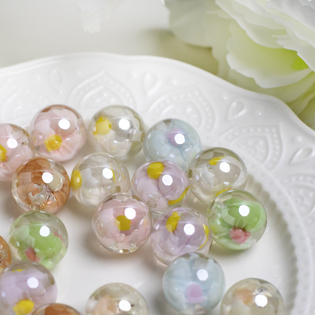 Sweet Bow Inside Resin Round Acrylic Beads 16mm 10pcs 6