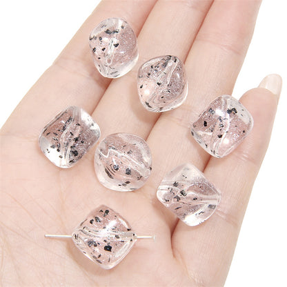 Transparent Flower Acrylic Beads 13x16mm Colorful Speckled 20pcs 11