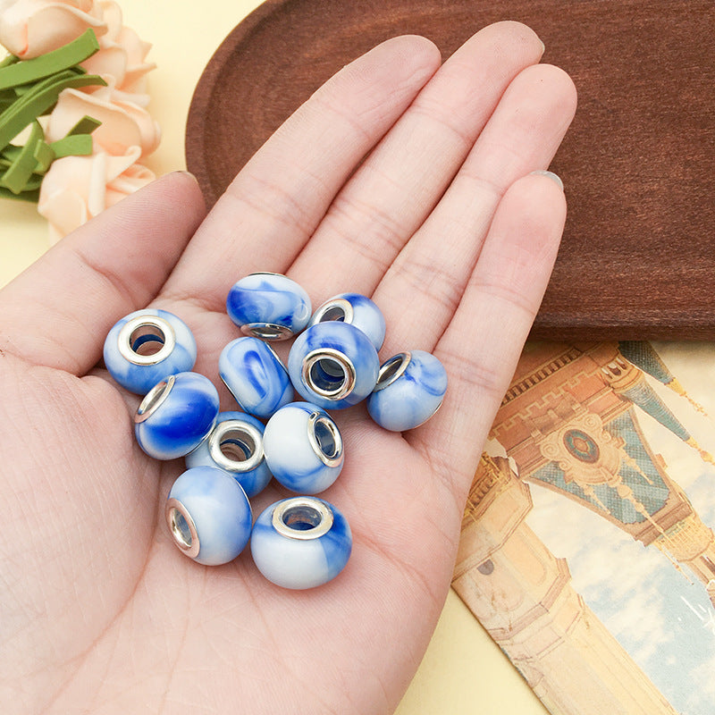 Blue Tone Resin Spacer Beads Mixed Shapes Multicolor 40pcs 25