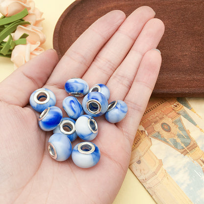 Blue Tone Resin Spacer Beads Mixed Shapes Multicolor 40pcs 25