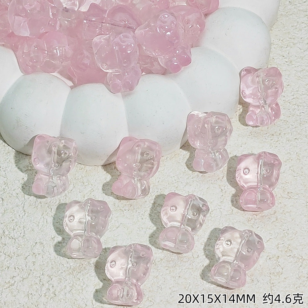 Gradient 3D Cat Figurine Glass Beads 20mm Pastel Colors 20pcs 8