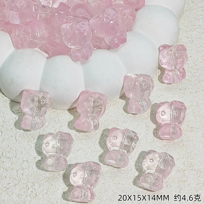 Gradient 3D Cat Figurine Glass Beads 20mm Pastel Colors 20pcs 8