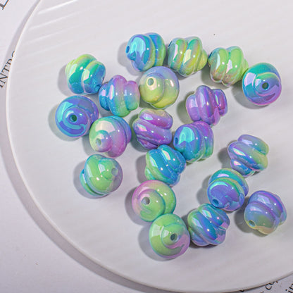 Plating Twisted Acrylic Beads 17mm Two-Color Glossy Pastel 20pcs 7