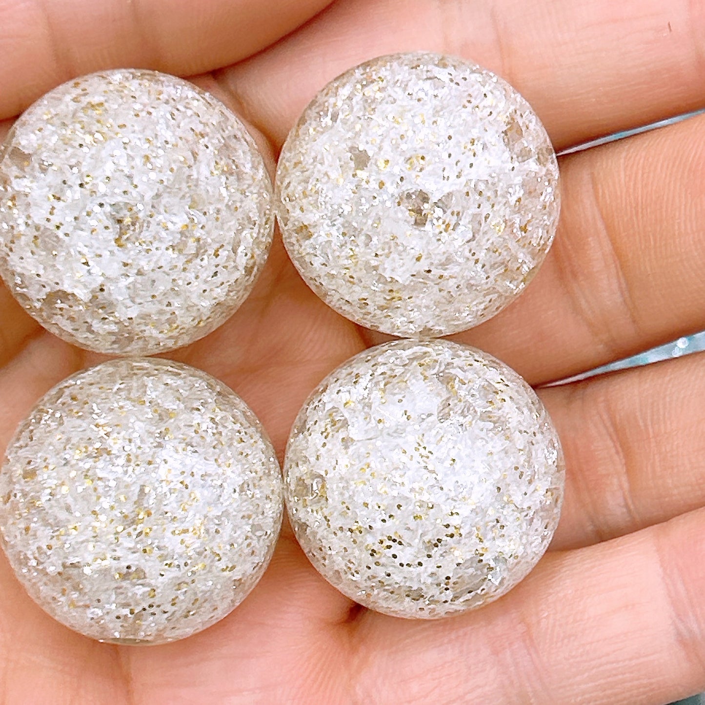Glitter Bubblegum Beads 25mm Crackled Chunky Acrylic 50pcs 8
