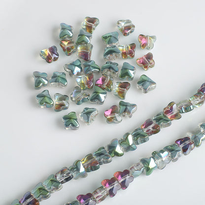 Electroplated Butterfly Glass Beads 8mm Iridescent Gold Purple Crystal 50pcs 11