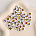Christmas Theme Flat Acrylic Beads 5x10mm Santa Gift Printed 100pcs 6
