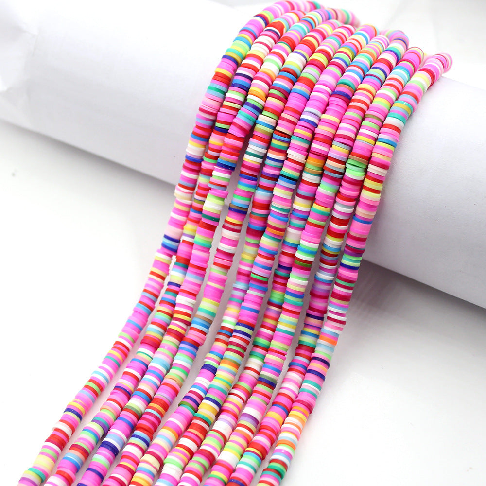 Flat Clay Beads 6mm Colorful Polymer Spacer Disc 10strands 4