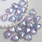 Clear Irregular Heart Acrylic Beads 14mm Glitter 10pcs 10