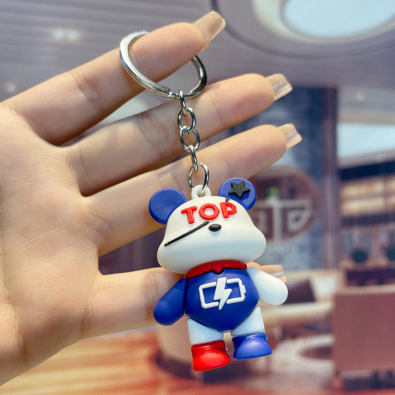 PVC Super Cool Bear Keychain Colorful Street Style Charm 8