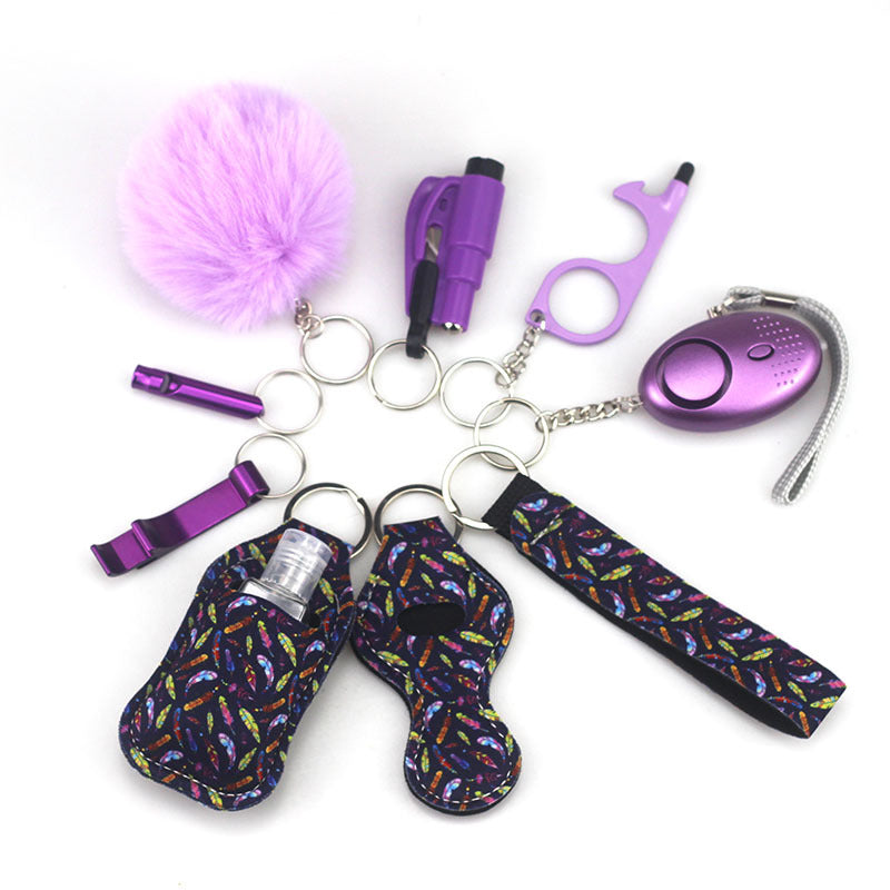 Self Defense Alarm Pompom Keychain Outdoor Safety 10 Pack 41