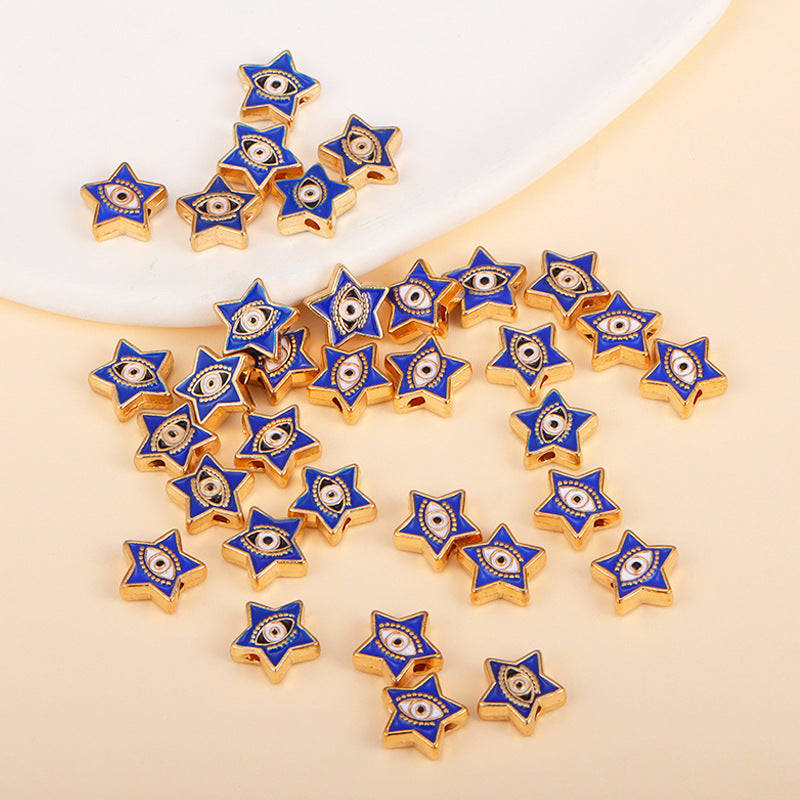 Irregular Shaped Metal Beads Double-Sided Enamel Evil Eye 20pcs 39