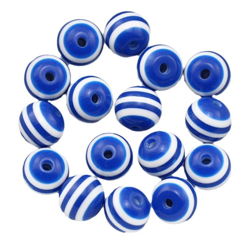 Rainbow Color Striped Resin Beads 12mm Round Glossy 60pcs 5