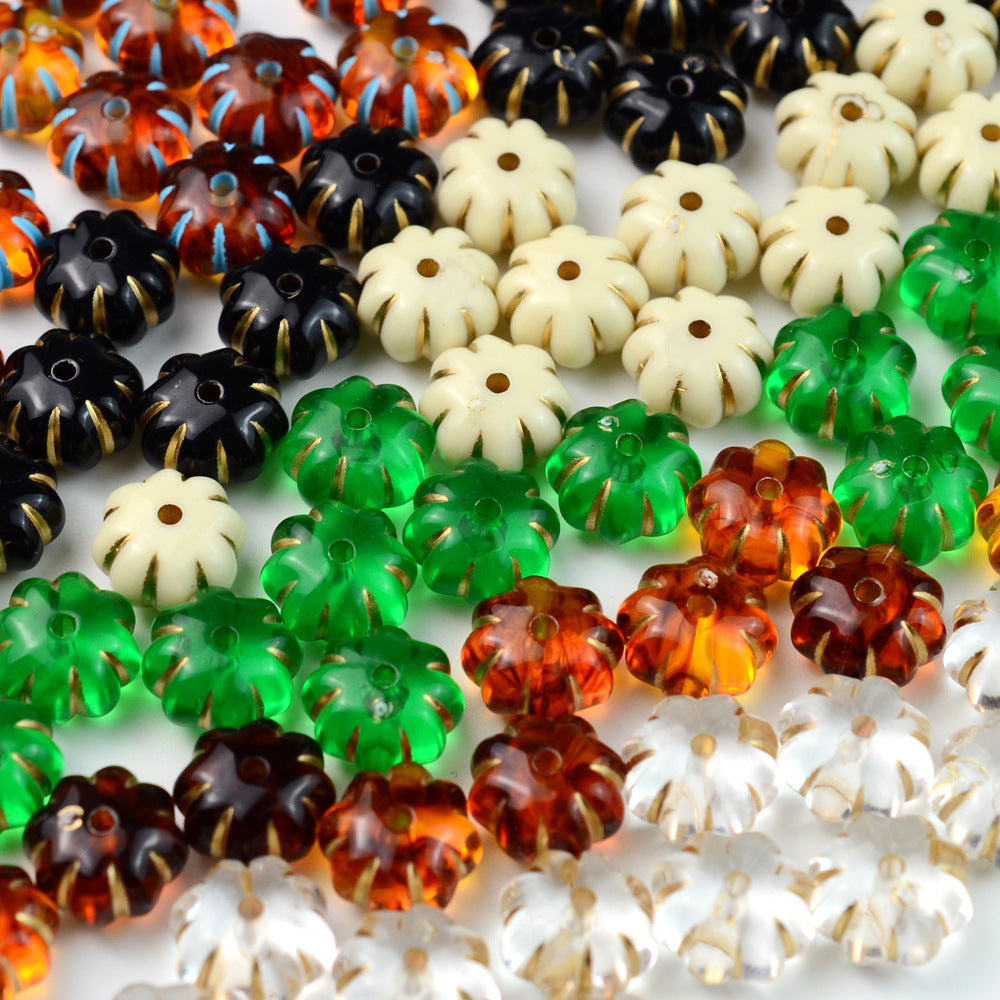 Painted Flattened Pumpkin Acrylic Beads 12mm Mixed Colors 40pcs 2