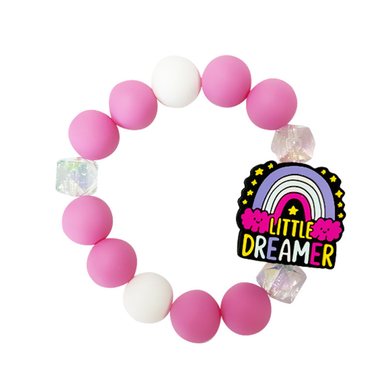 Silicone Focal Beads Fruit Elephant Rainbow Little Dreamer Text 20pcs 3