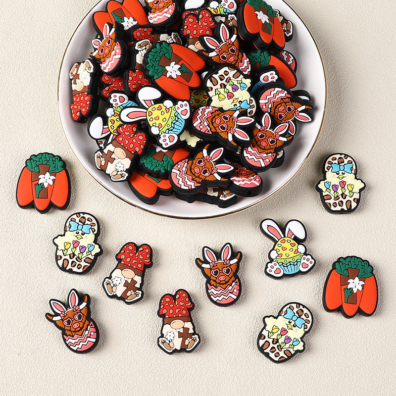 Silicone Focal Beads Easter Bunny Egg Rabbit Ears 20Pcs
