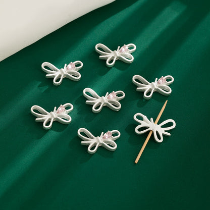Jewelled Bow Rhinestone Beads 22mm Alloy Decorative 10pcs 10