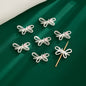 Jewelled Bow Rhinestone Beads 22mm Alloy Decorative 10pcs 10