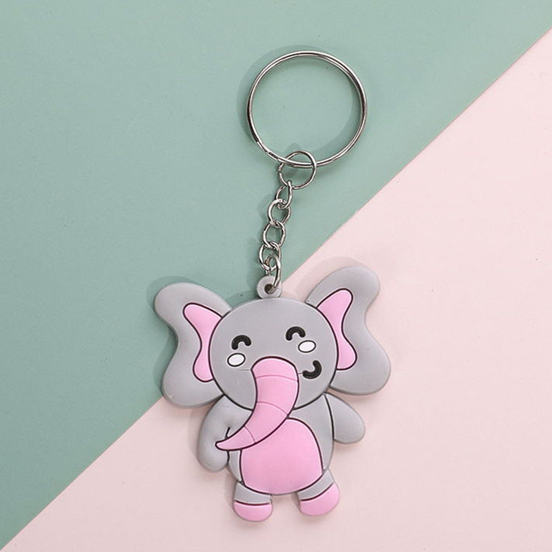 Soft Silicone Animal Keychain Cute Cartoon Wild Animals 4