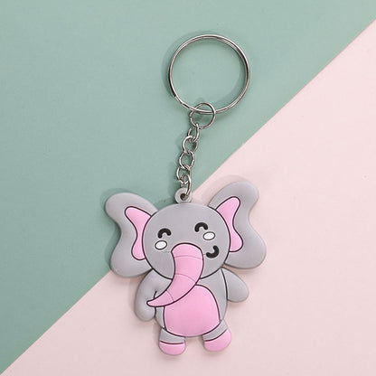 Soft Silicone Animal Keychain Cute Cartoon Wild Animals 4